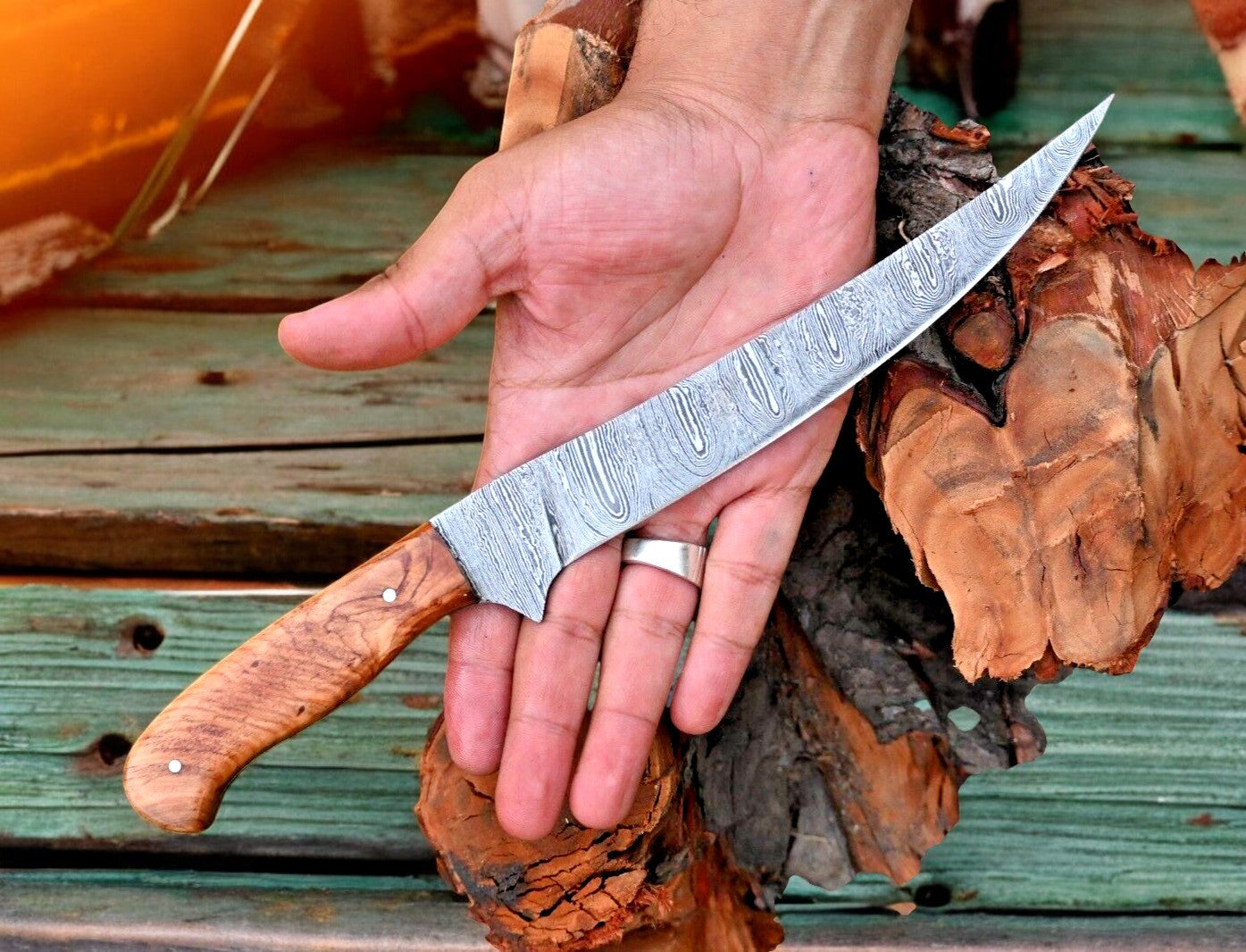 Handmade Damascus Fillet Knife – 12.6