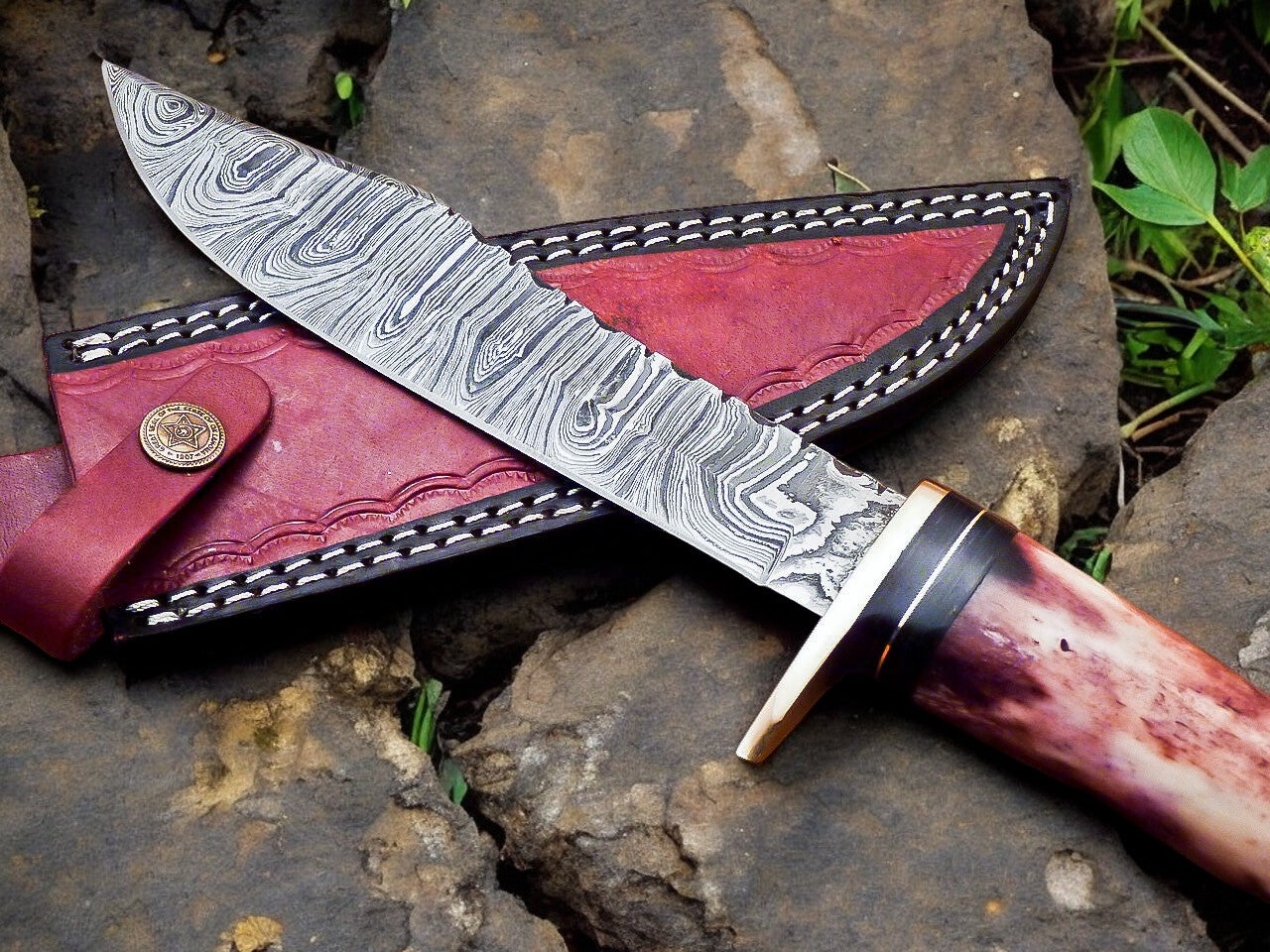 Handmade Damascus Hunting Knife – 12