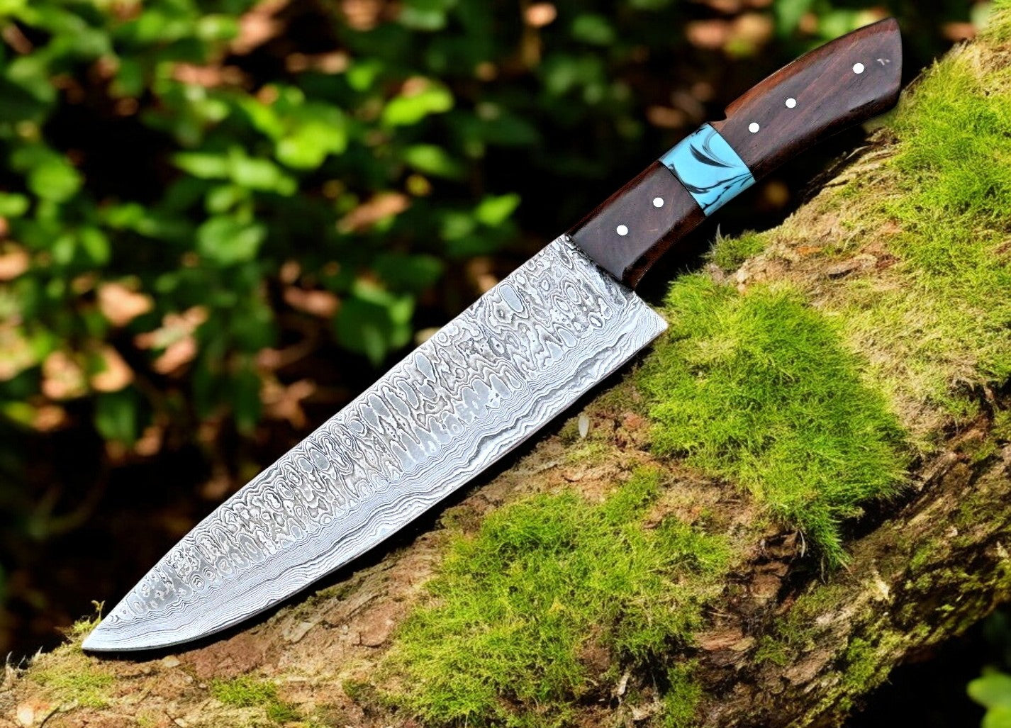 Custom Handmade Damascus Hunting Knife – 13