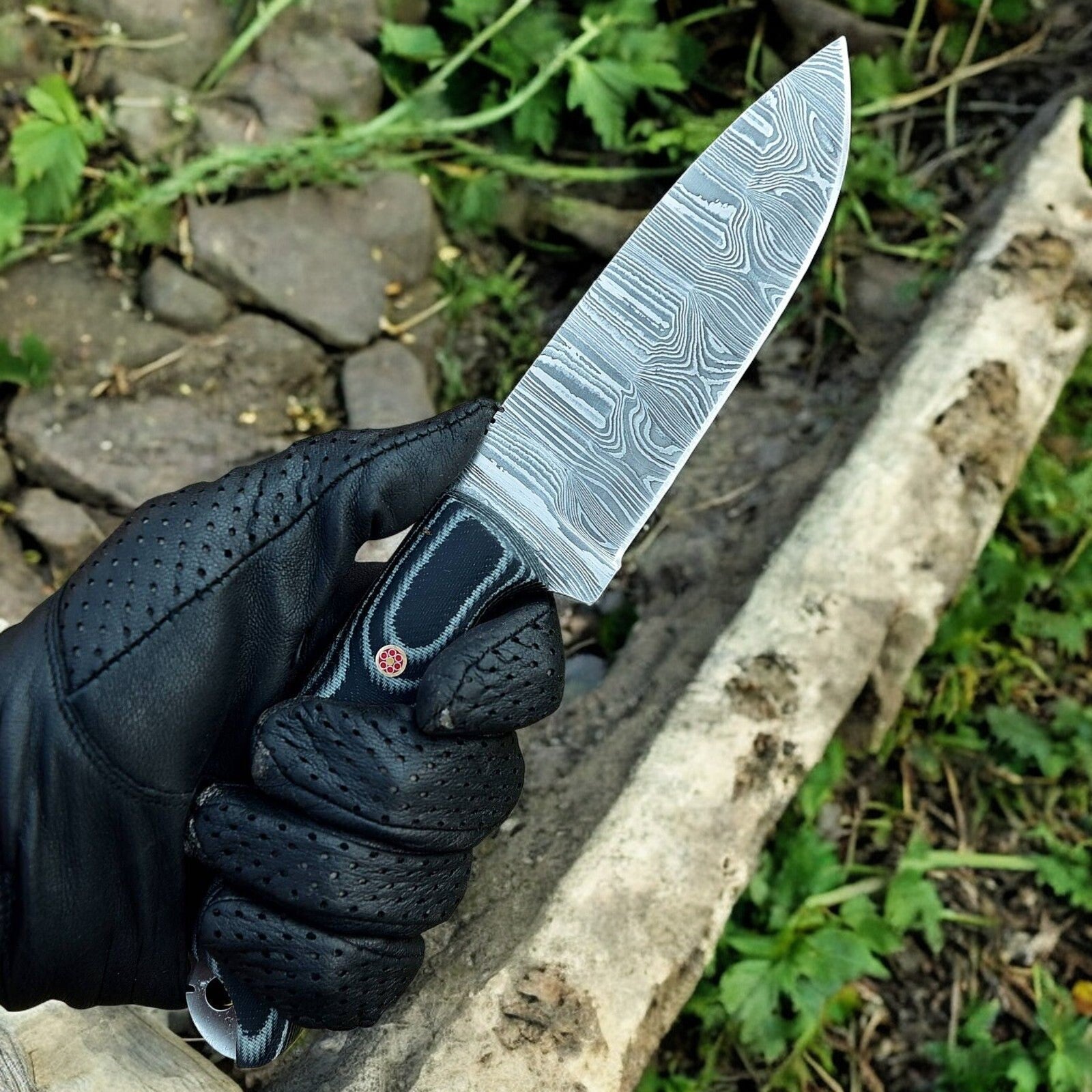 Custom Handmade Damascus Hunting Knife – 9