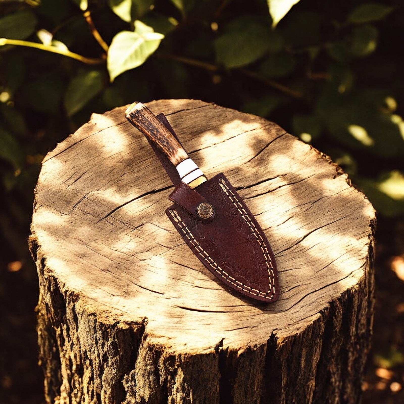 Custom Handmade Damascus Hunting Knife – 8
