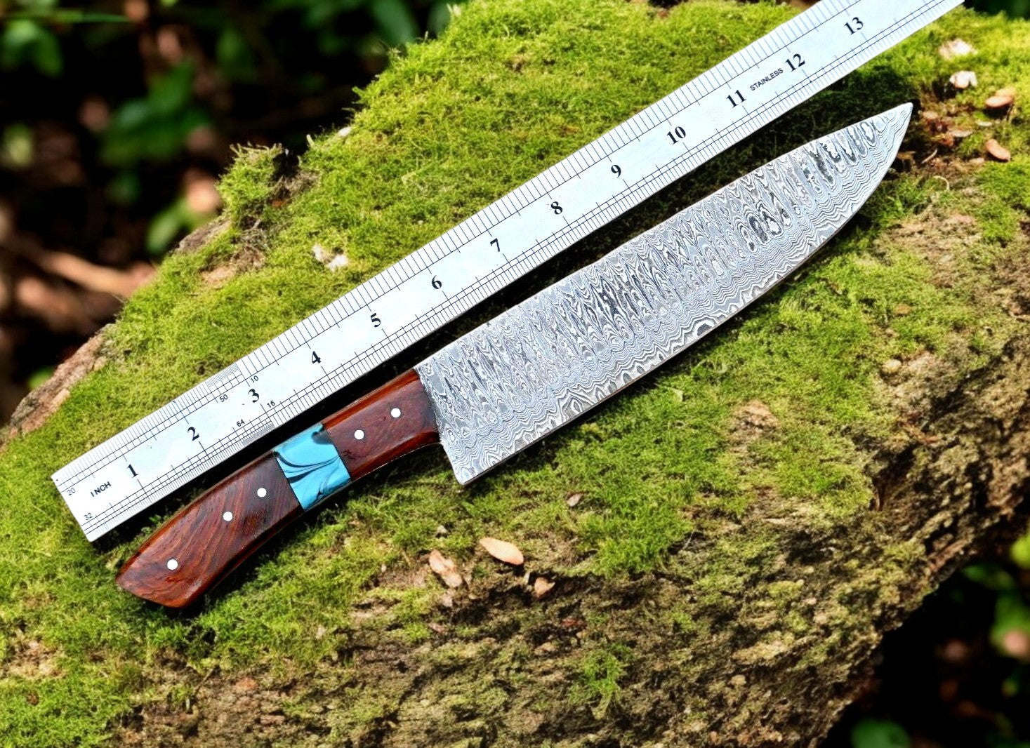Custom Handmade Damascus Hunting Knife – 13