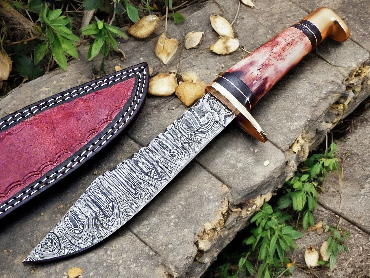 Handmade Damascus Hunting Knife – 12