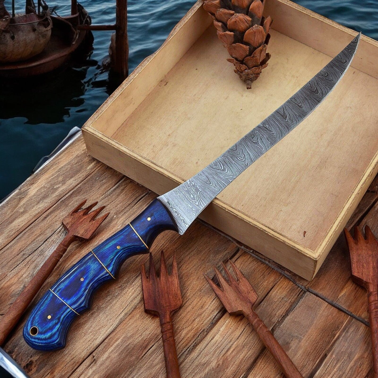 Custom Handmade Damascus Fillet Knife – 12