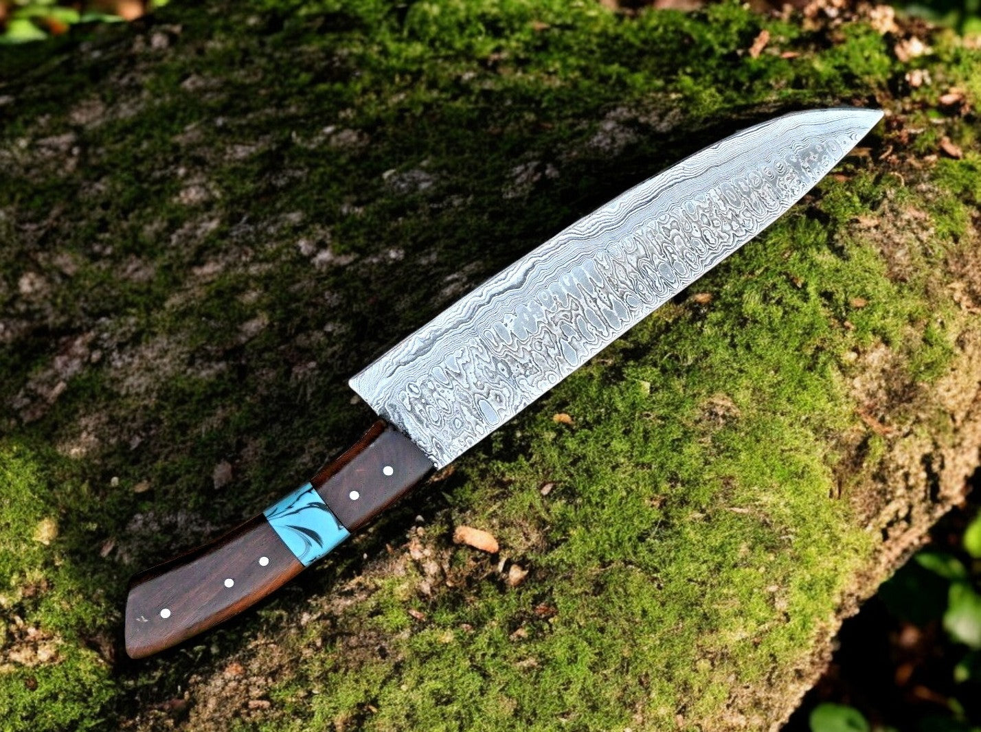 Custom Handmade Damascus Hunting Knife – 13