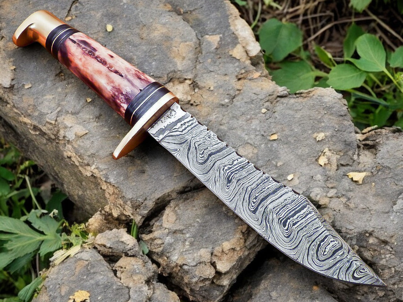 Handmade Damascus Hunting Knife – 12
