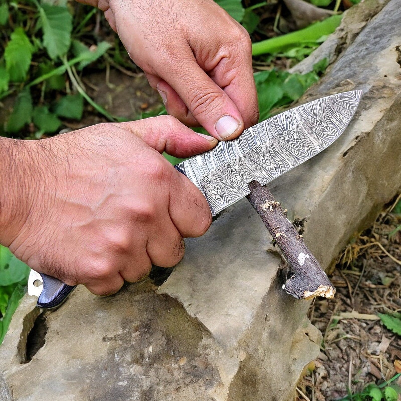Custom Handmade Damascus Hunting Knife – 9
