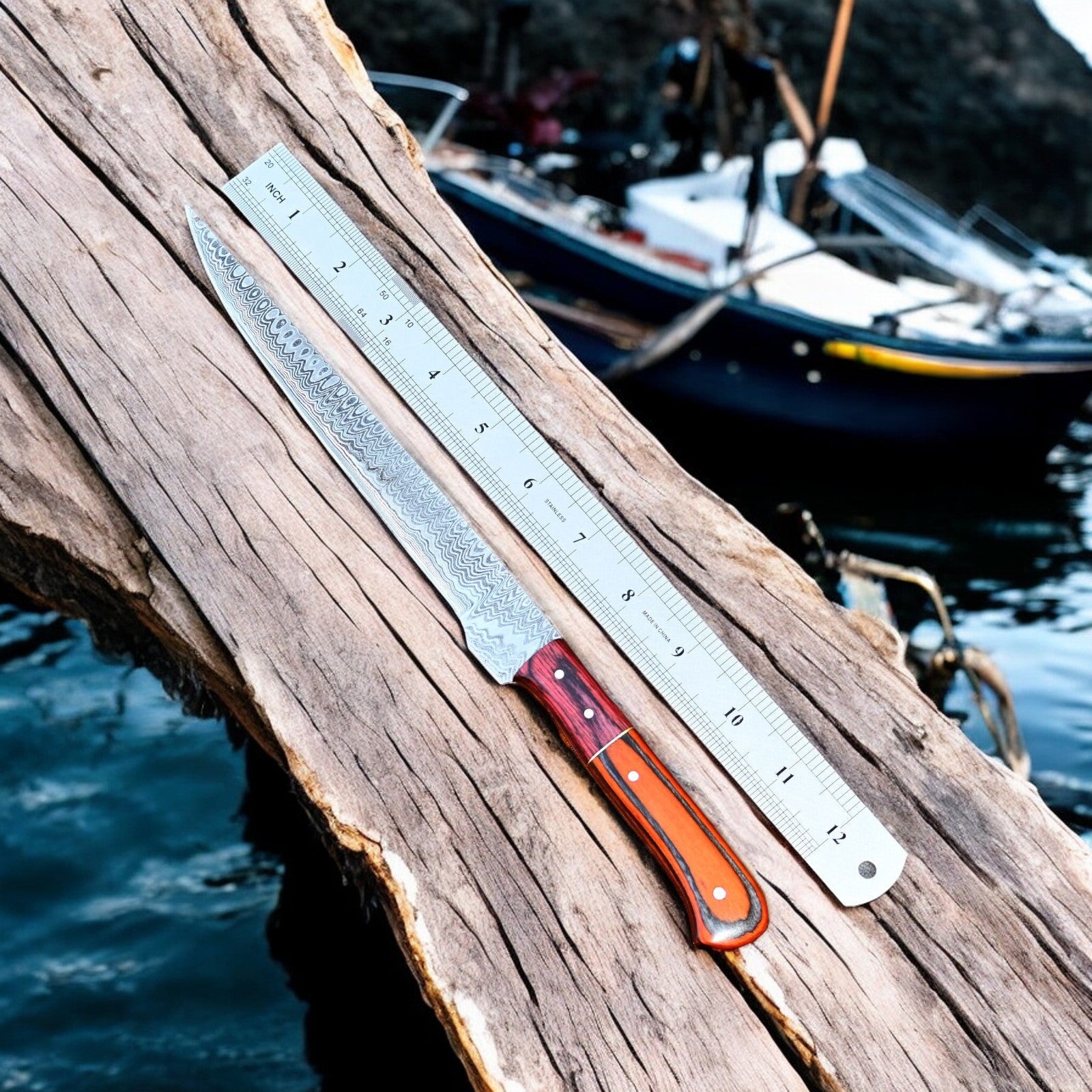 Custom Handmade Damascus Fillet Knife – 12