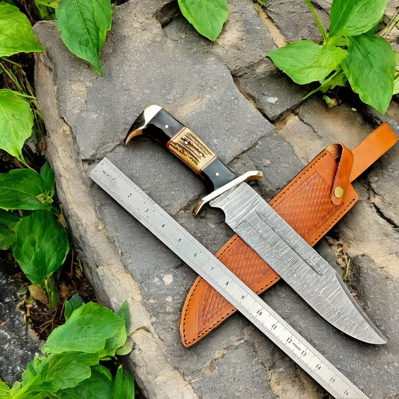 Handmade Damascus Bowie Knife – 15