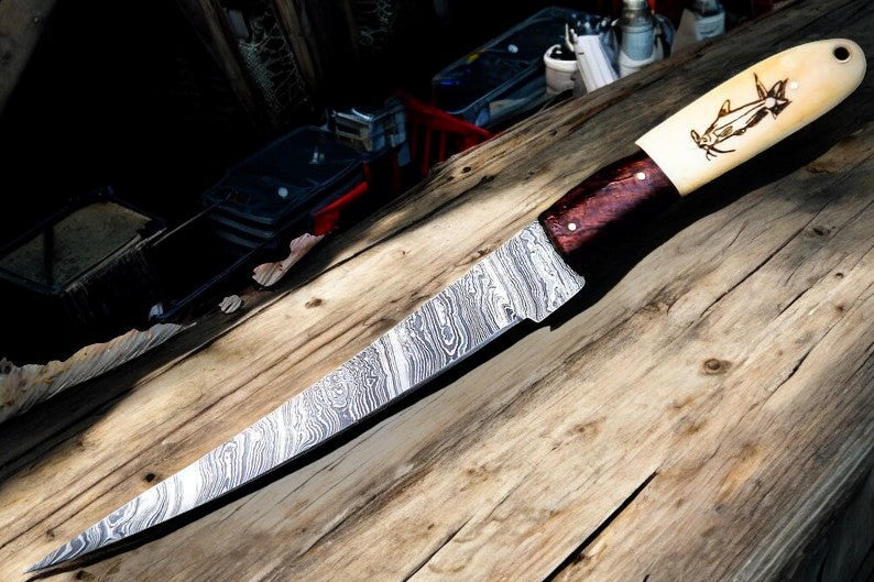 Custom Handmade Damascus Fillet Knife | 13