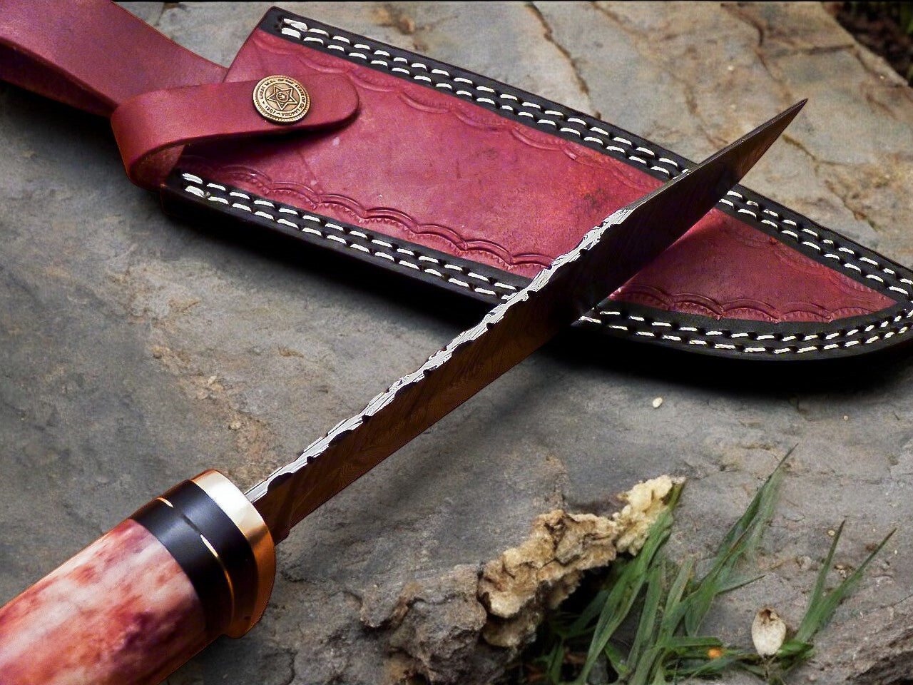 Handmade Damascus Hunting Knife – 12