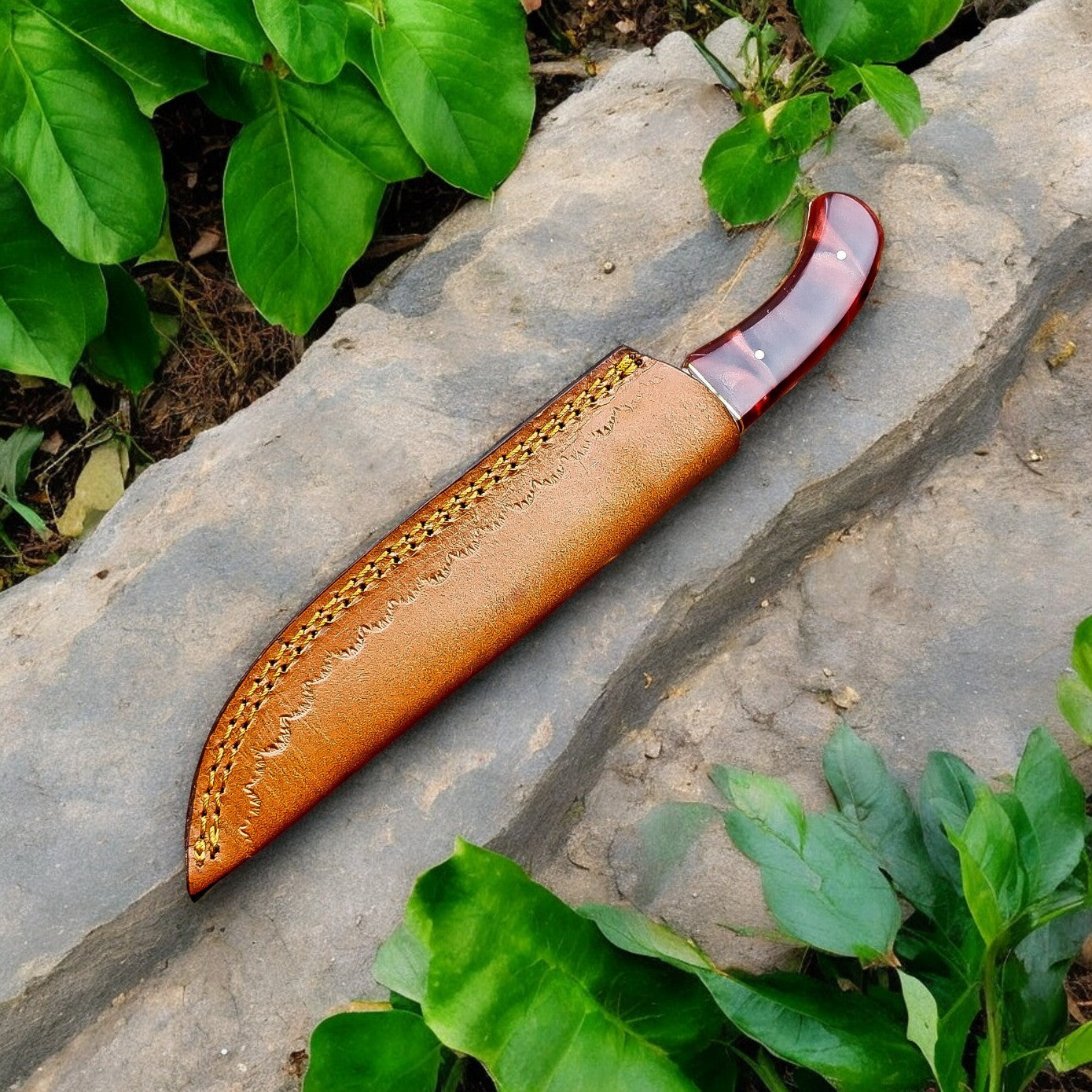 Custom Handmade Damascus Hunting Knife – 9