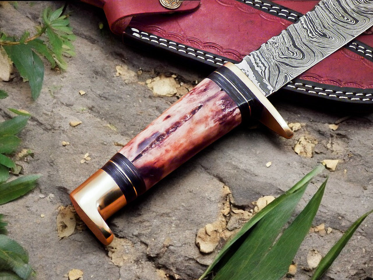 Handmade Damascus Hunting Knife – 12