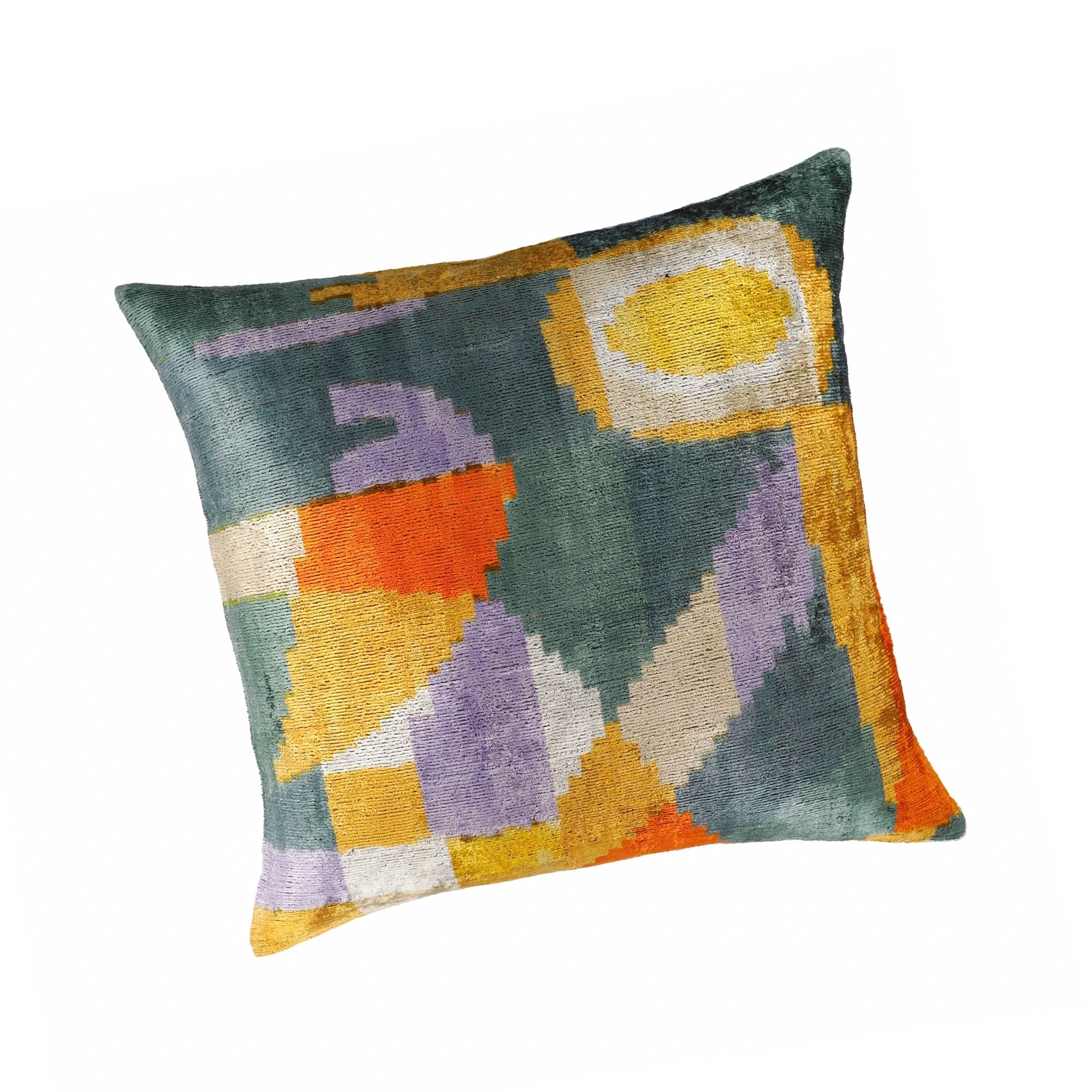 Sailing Silk Velvet Ikat Throw Pillow Cover, 20 X 20