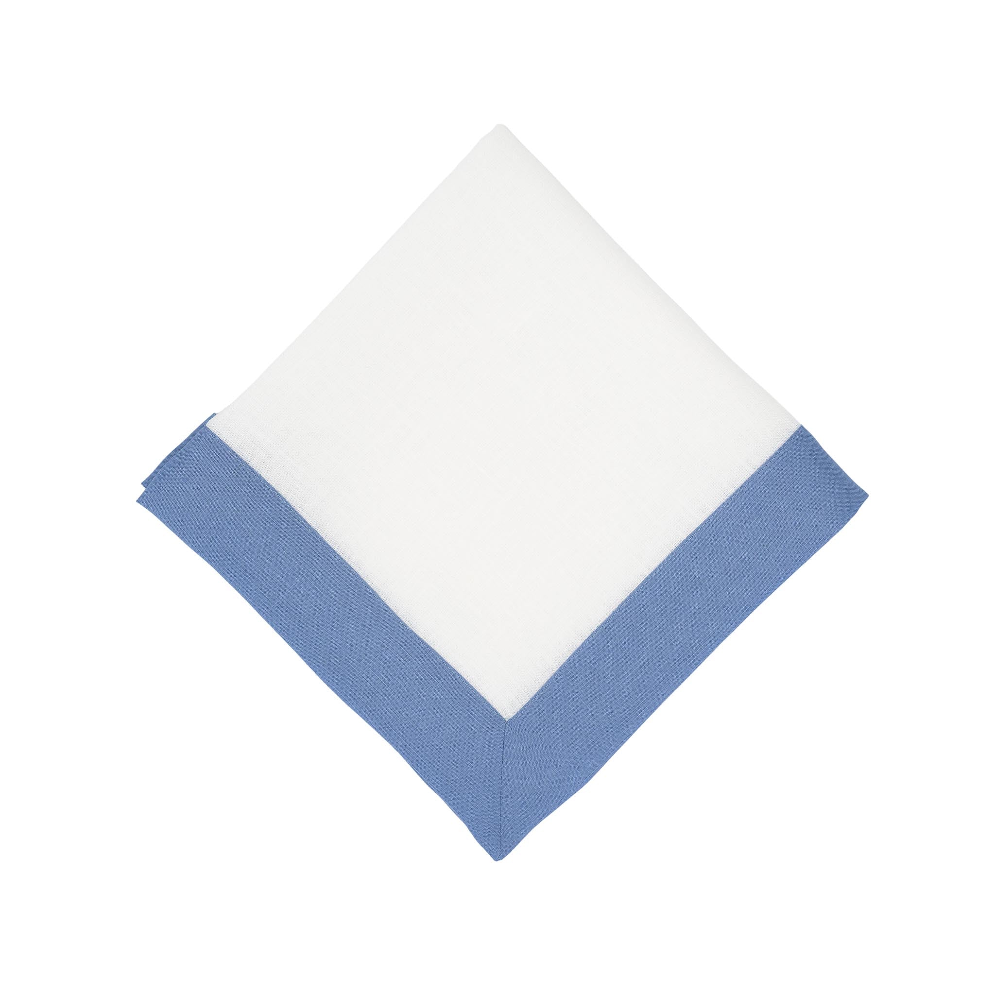 Sky Linen Napkins with Blue Double-Sided Borders, Set of 4 / ChouChou Touch