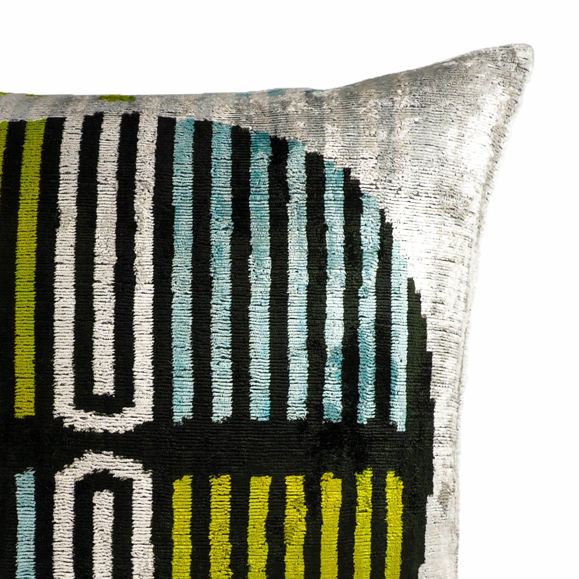 Tamga Silk Velvet Ikat Throw Pillow Cover, 20 x 20