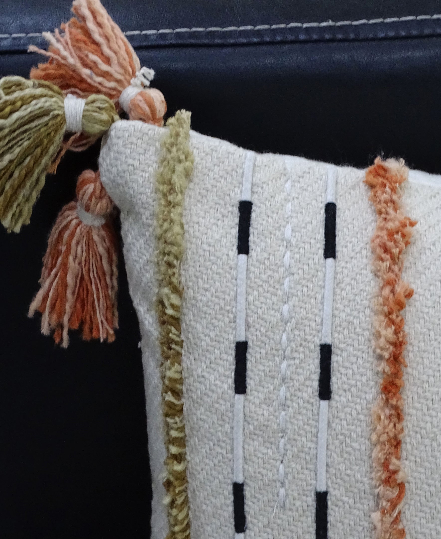 Handwoven Throw Pillow with Fringes 14