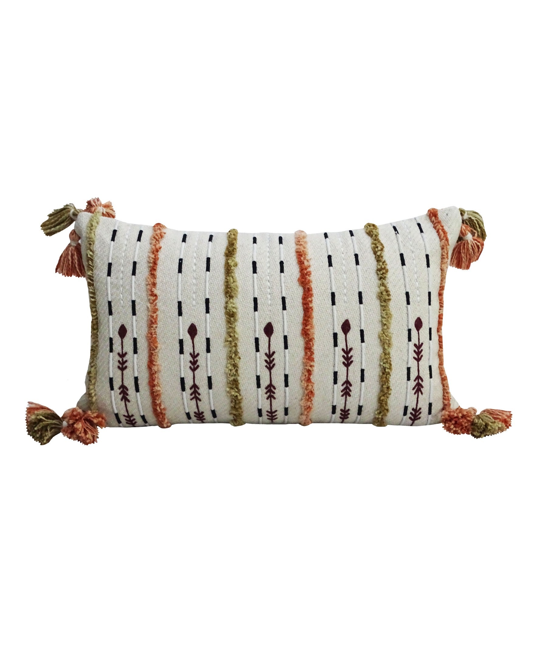 Handwoven Throw Pillow with Fringes 14