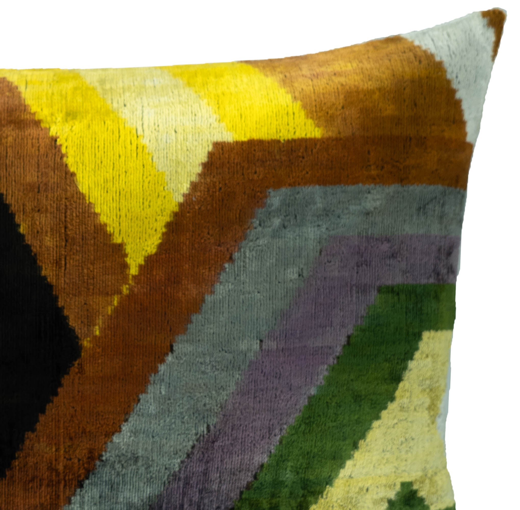 Trance Silk Velvet Ikat Throw Pillow Cover, 16 x 24