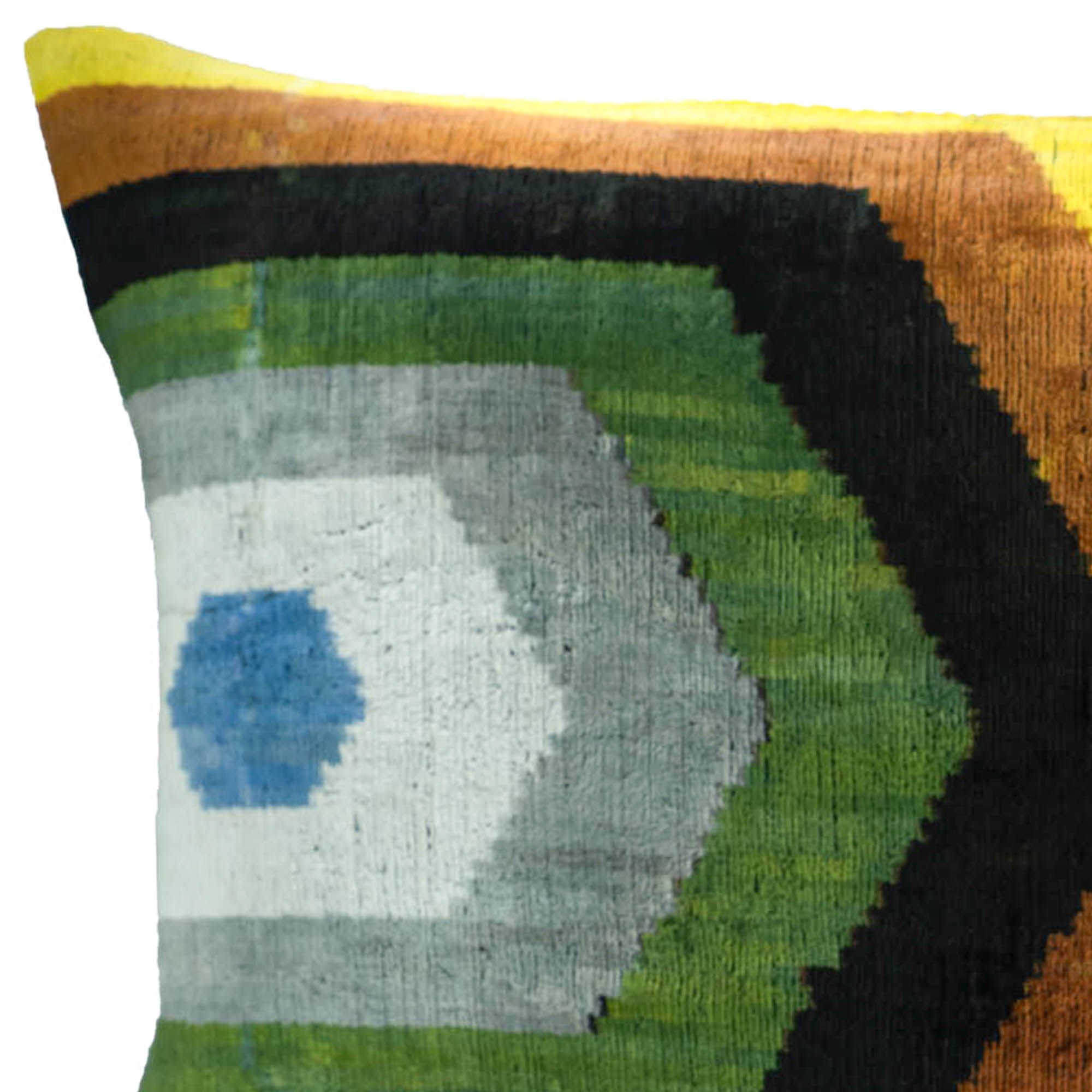 Trance Silk Velvet Ikat Throw Pillow Cover, 16 x 24