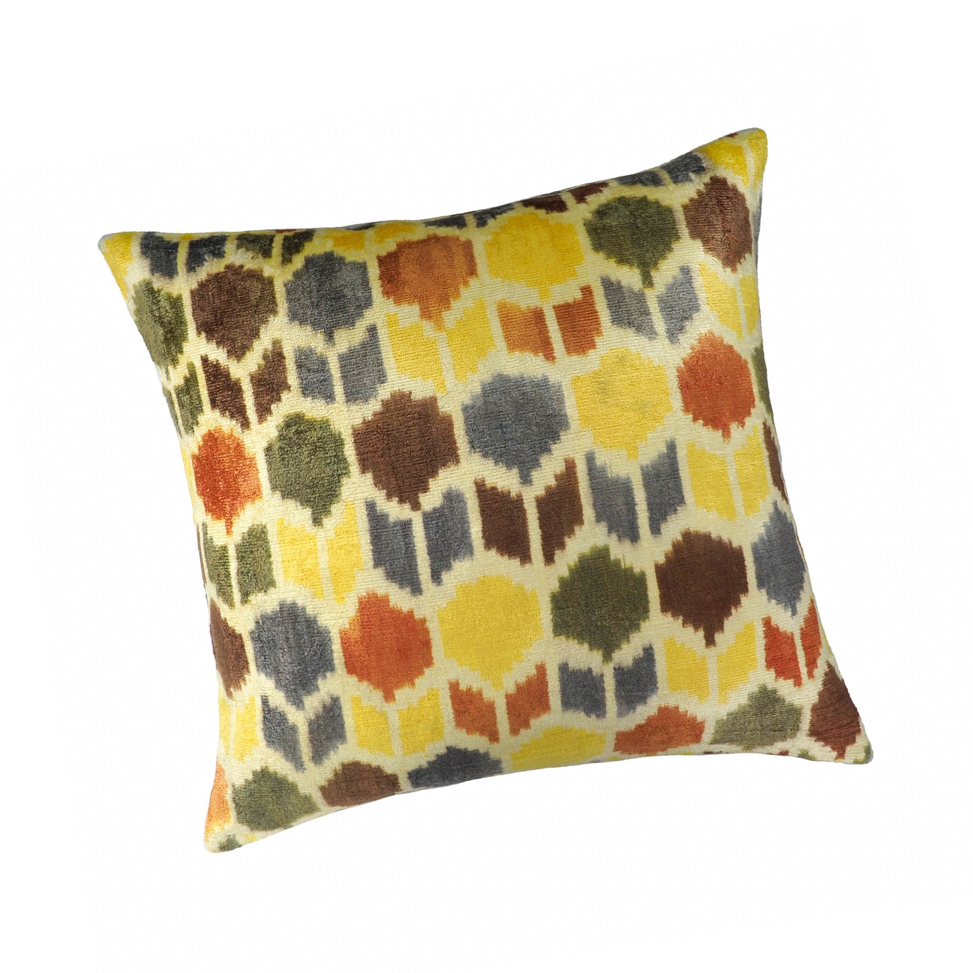 Tulips Silk Velvet Ikat Throw Pillow Cover, 20 X 20