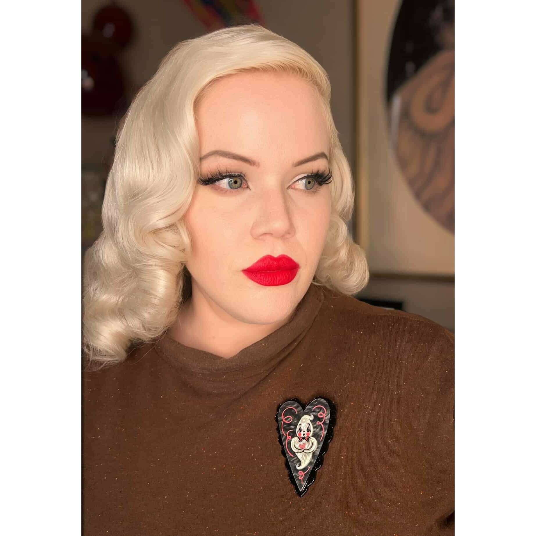Dancing Cat in Heart Brooch by Johanna Parker x Lipstick & Chrome
