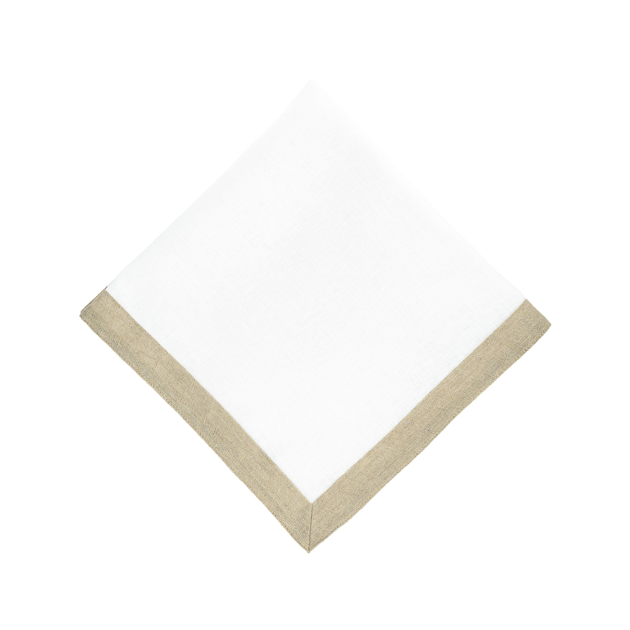 White Linen Napkins With Sparkle Borders, Set of 4